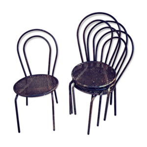 4 chaises en métal perforé