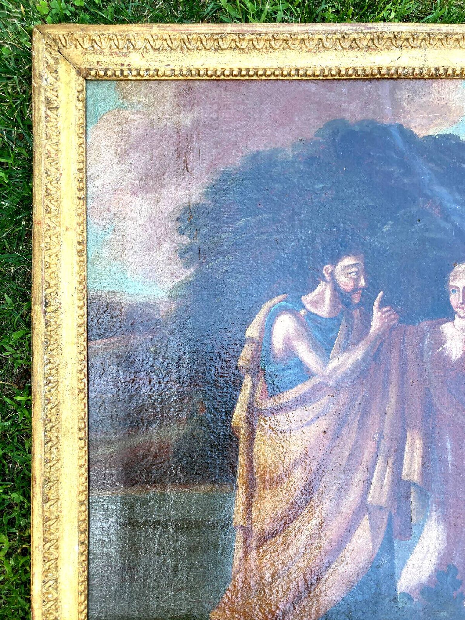 Antique painting - Scene from Antiquity - gilded wooden frame