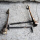 Old Cast Iron & Brass Chenets: Columns