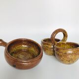 2 pyrite stoneware salt shakers