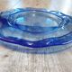 Large round blue crystal dish