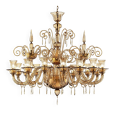 Contemporary Dark Amber "Pagliesco" Lively Curls Murano Glass Chandelier
