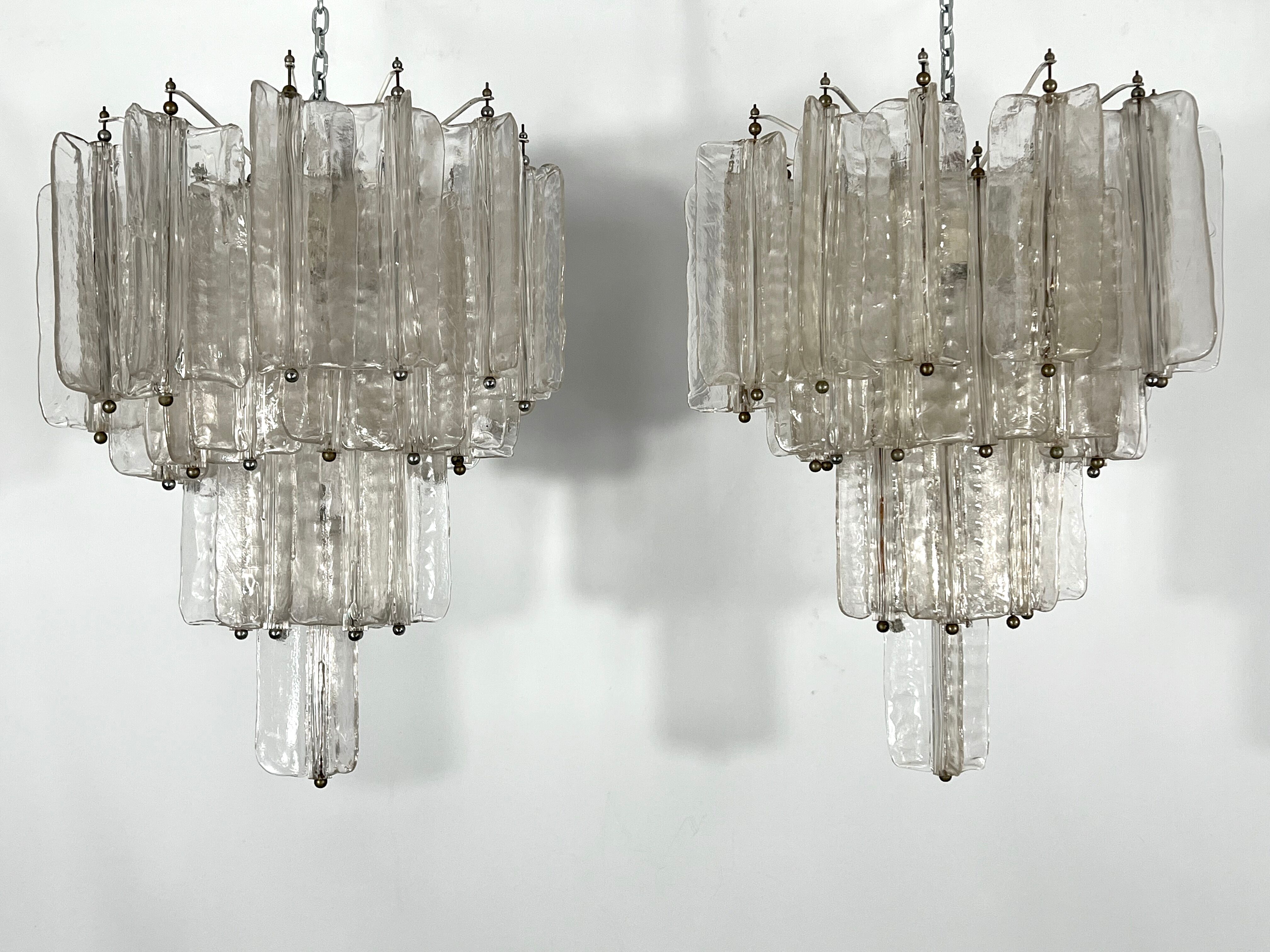 Pair of Murano glass chandeliers by Toni Zuccheri for Venini
