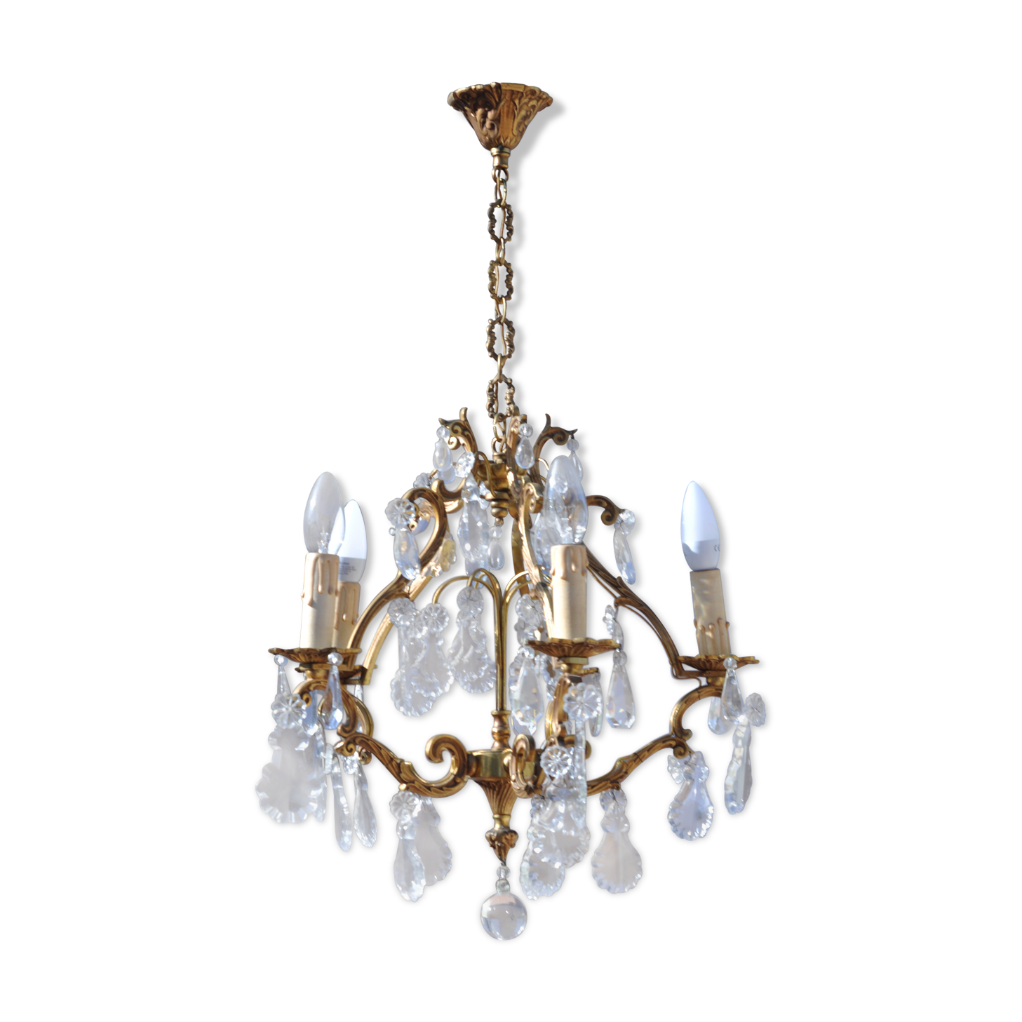 Bronze cage chandelier with grapevines