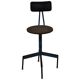 Mid-century industrial chair in metal, leather, and multicoloured wood from the 1960s.
