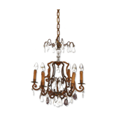 Lustre pampilles doré époque fin XIXème 6 feux