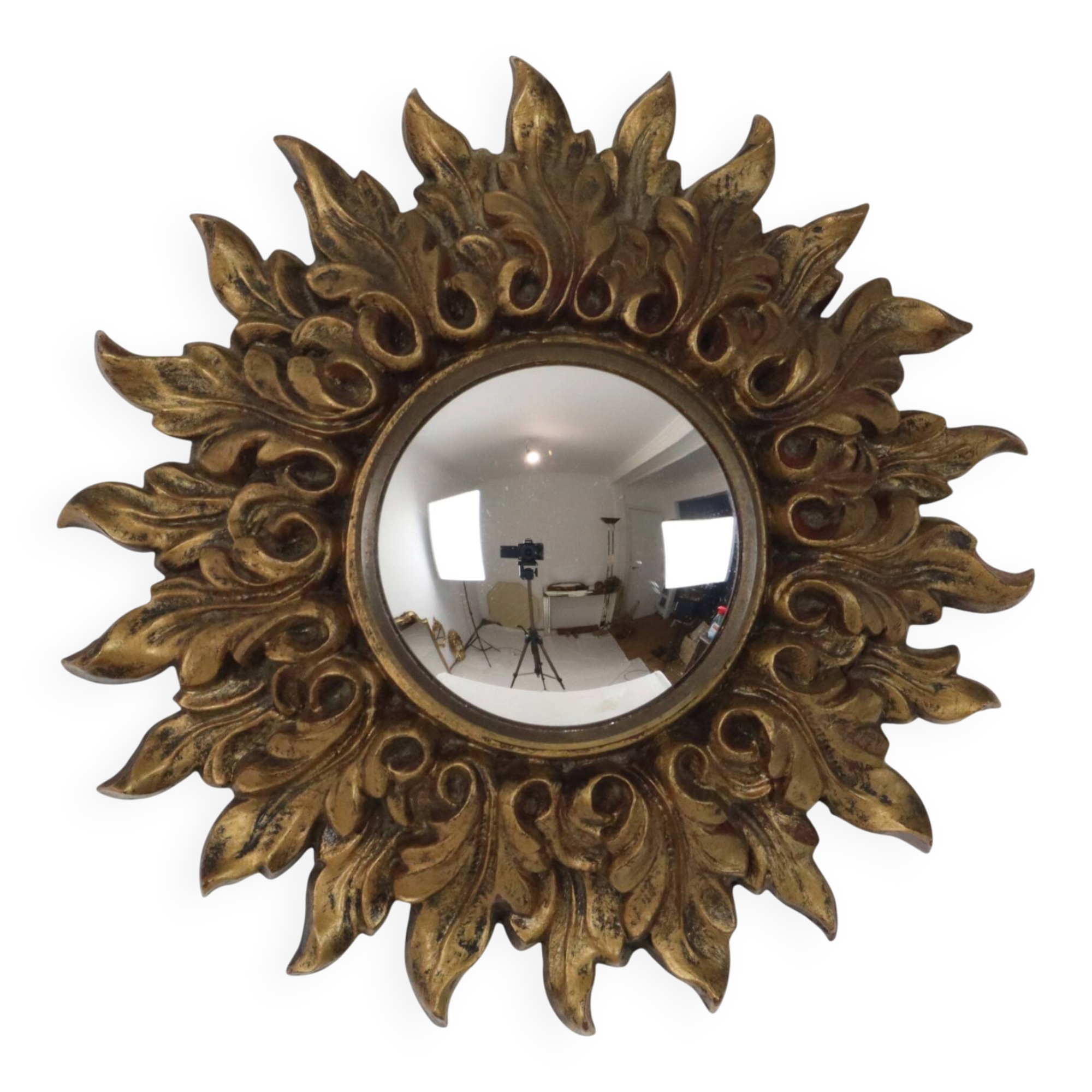 Petit miroir ensoleillé italien, style rococo, 24 cm