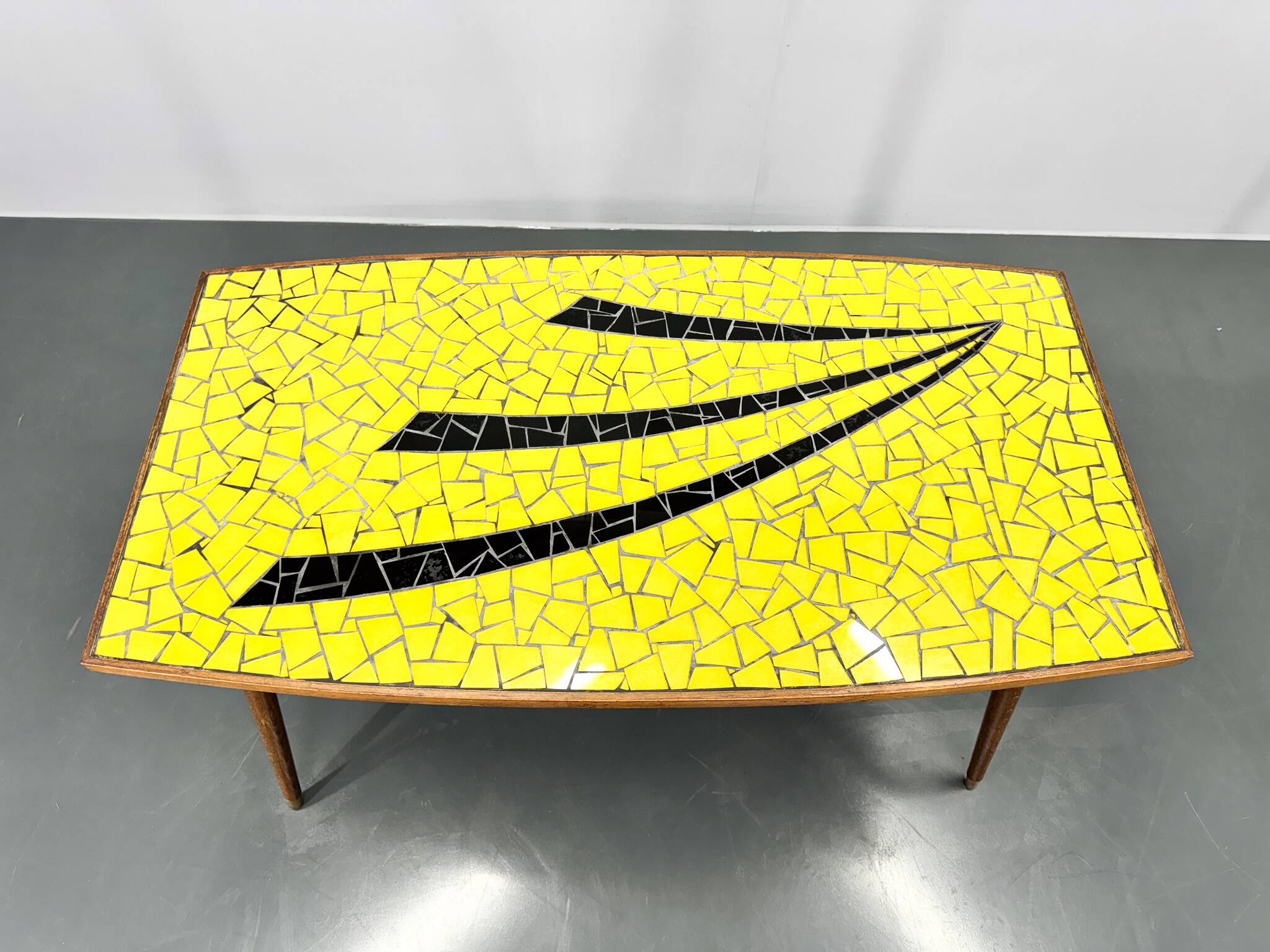 Midcetury Wood & Glass Mozaik Coffee or Side Table, Germany