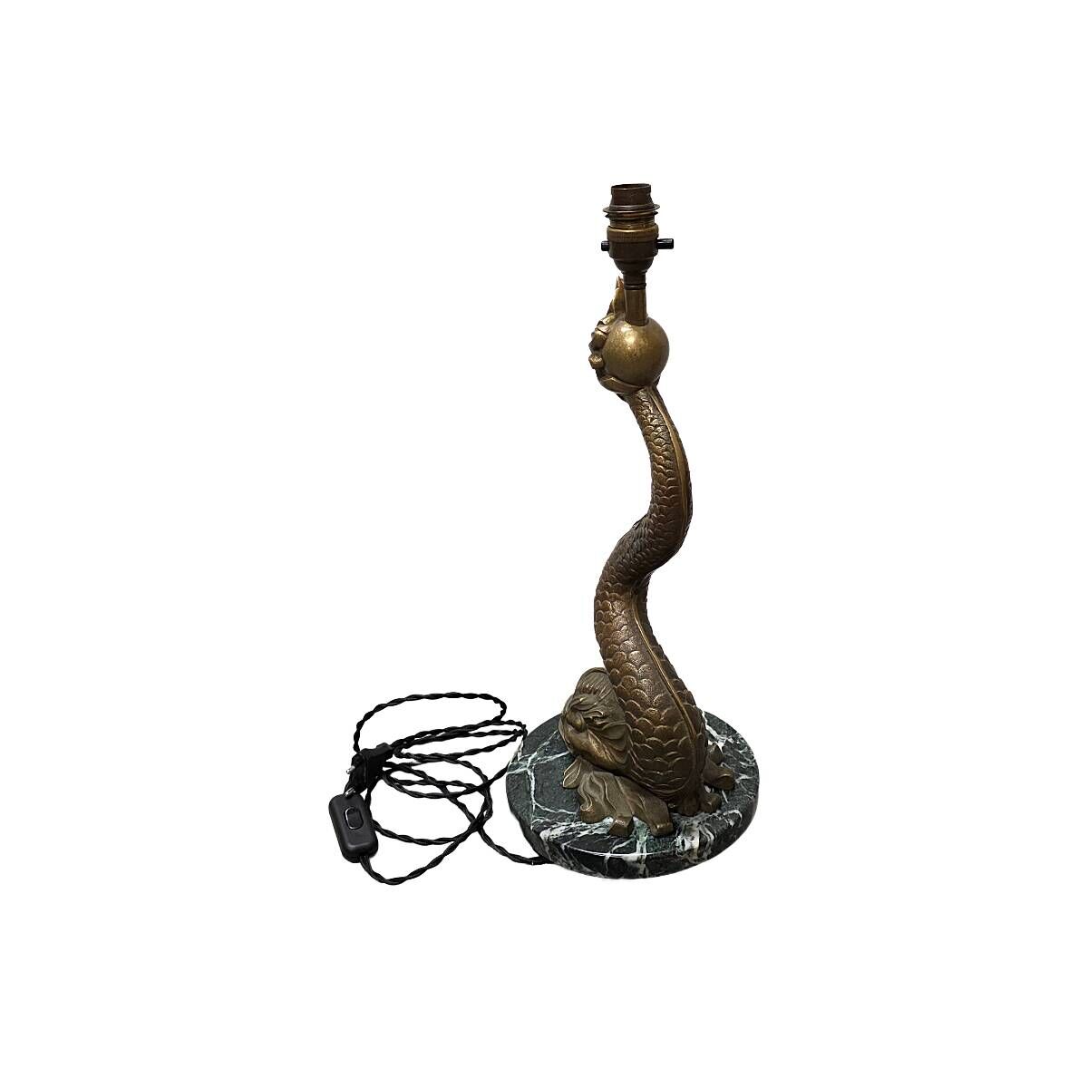 Lampe de table en bronze avec dauphin, style milieu du siècle, années 1950.
