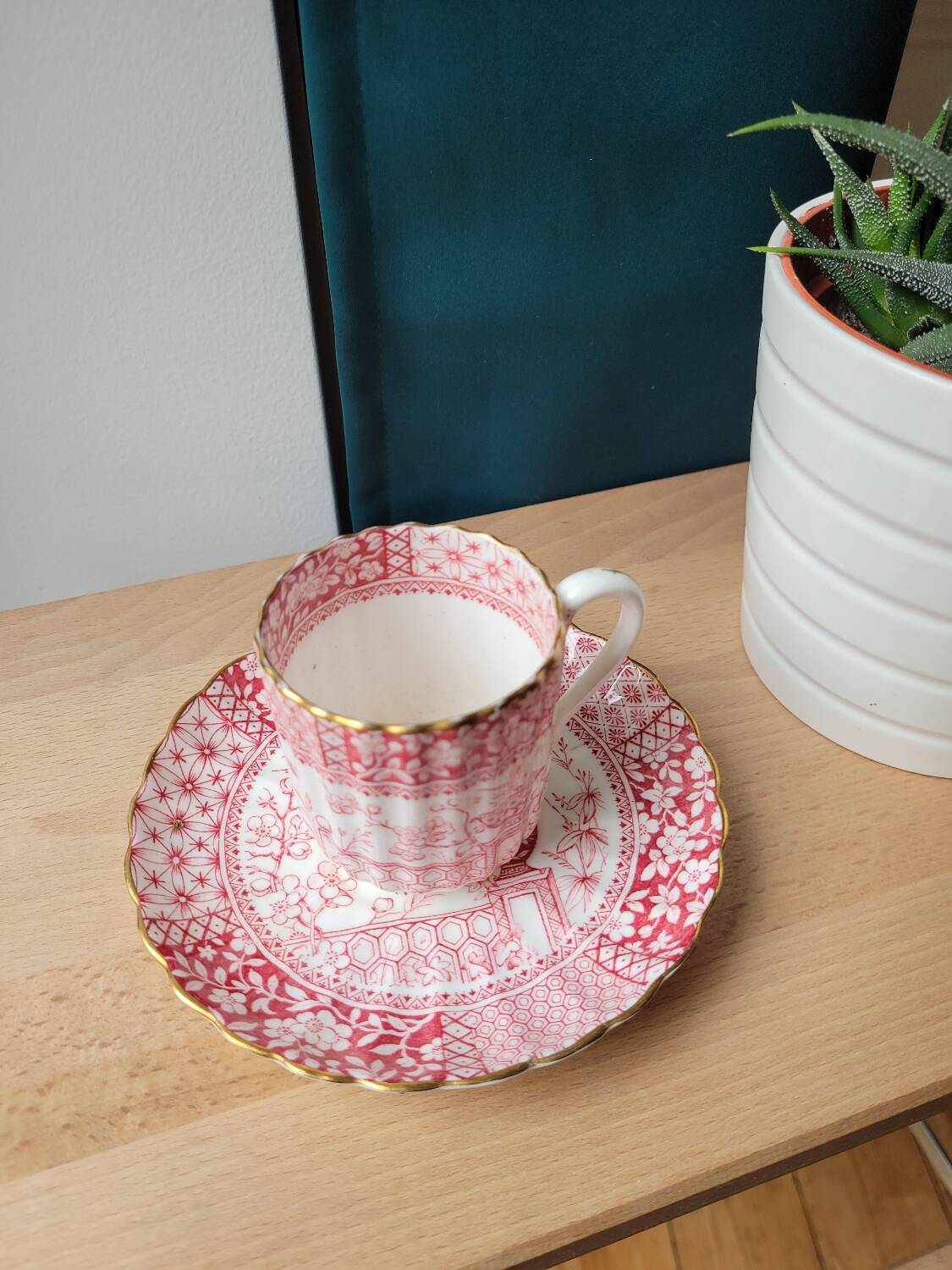 Fine porcelain coffee cup and saucer