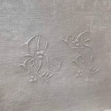 12 napkins in linen damask embroidered RG late 19th century.