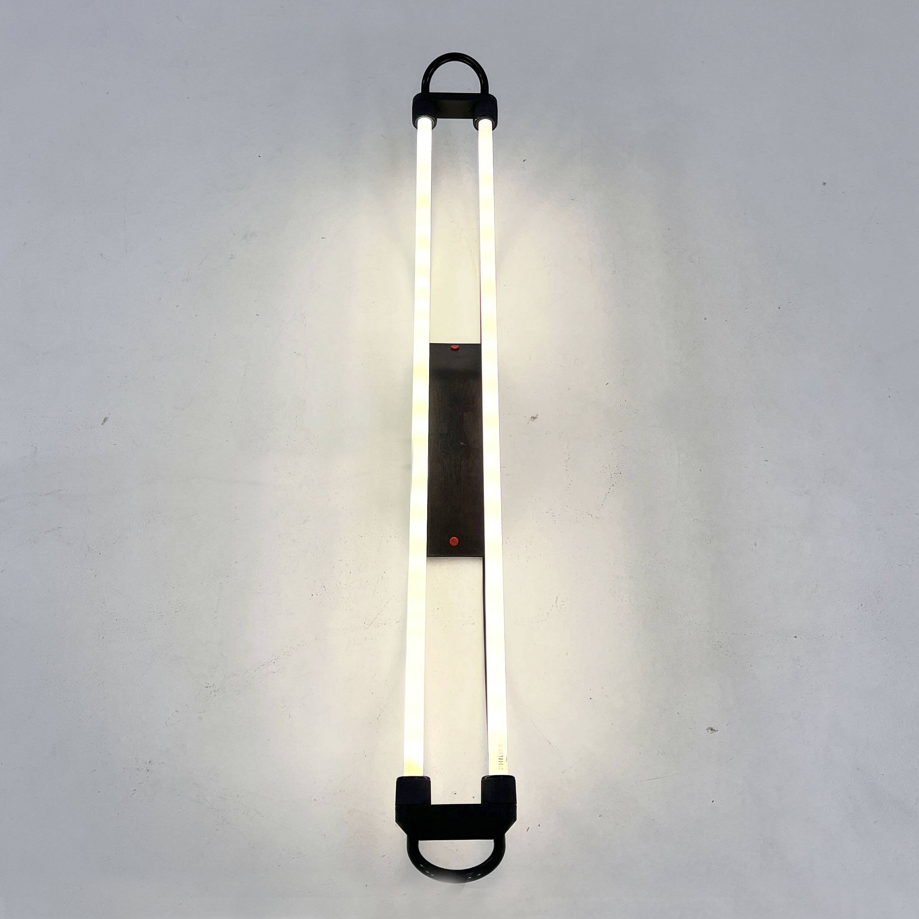 Double black neon wall light by Gian N. Gigante for Zerbetto, 1980
