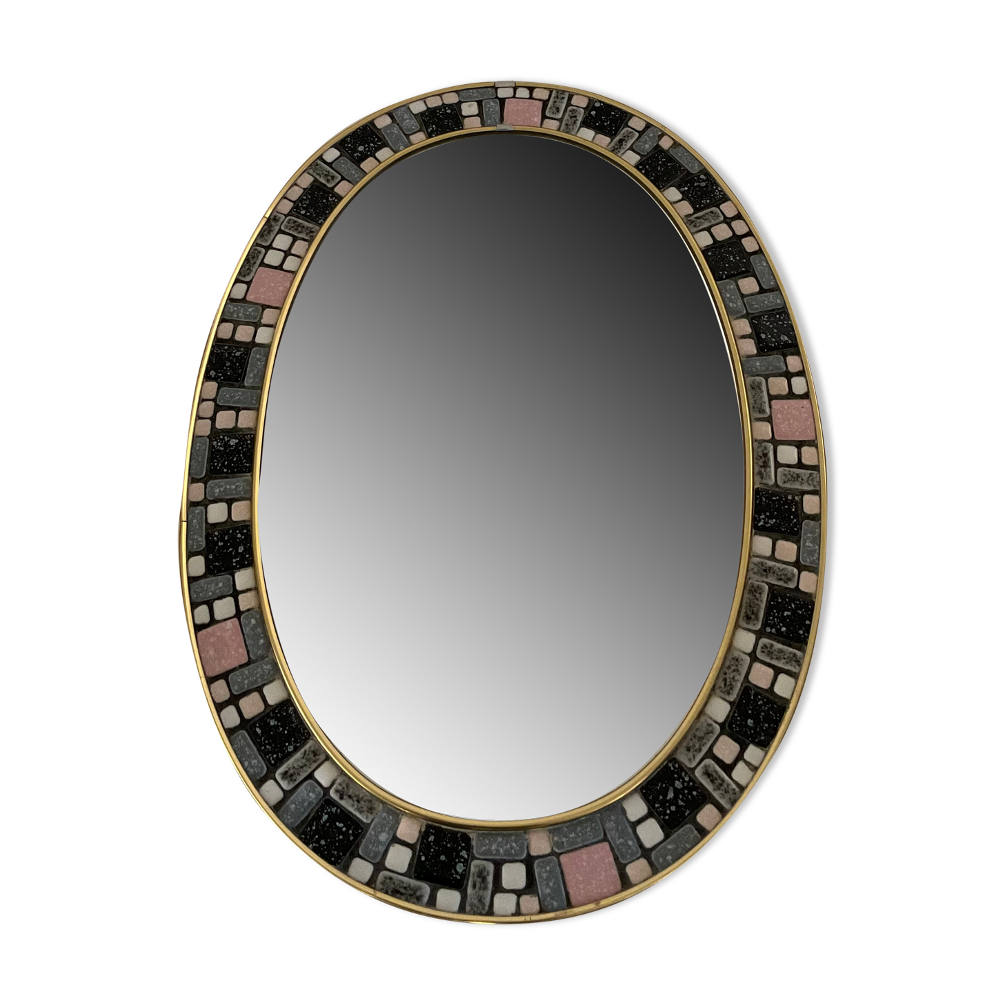 Vintage oval ceramic mirror