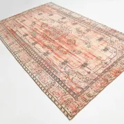 Terracotta & Red Vintage Persian Rug, Turkish Handmade Wool Rustic Carpet