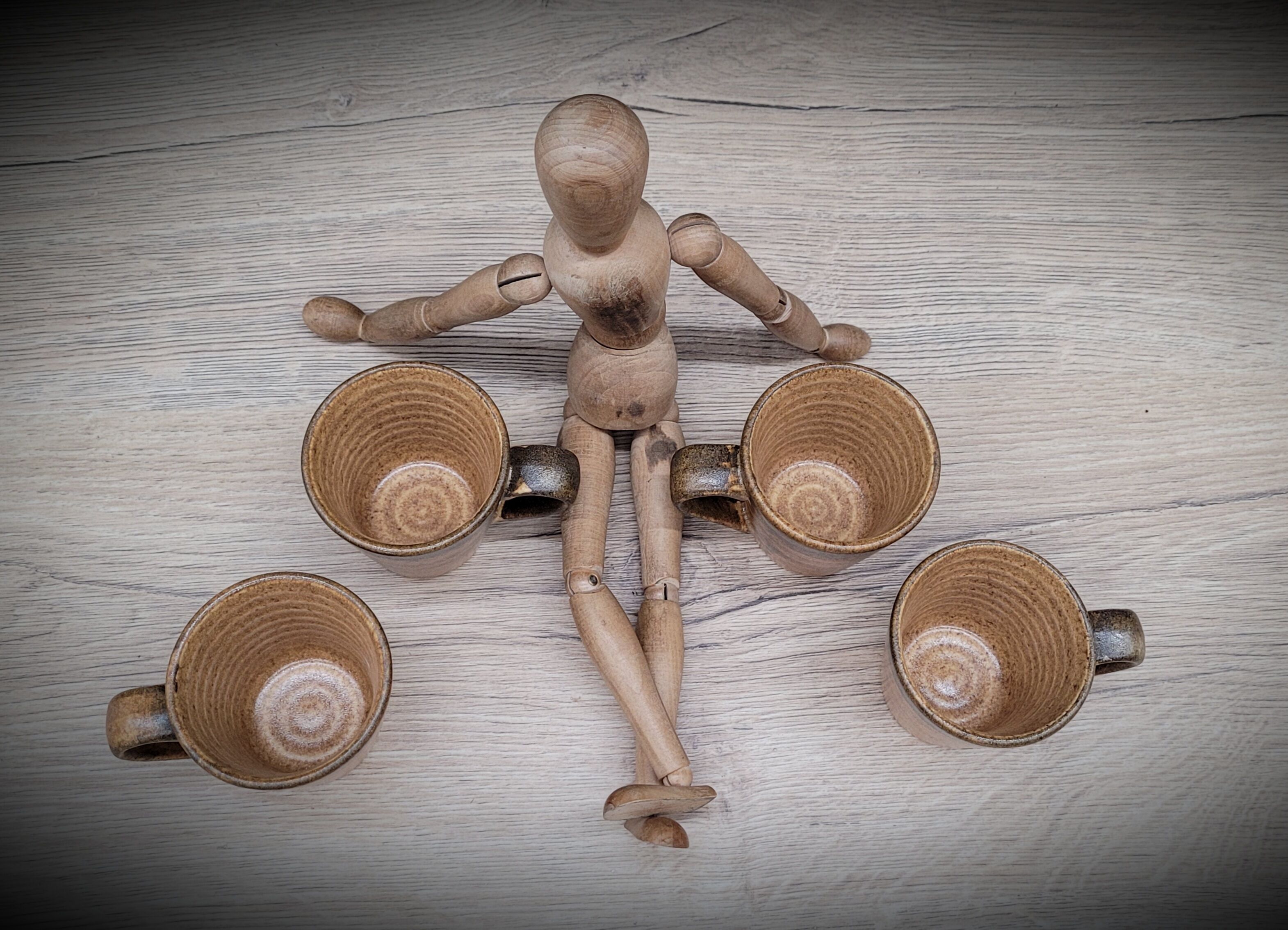 Set of 4 cups coffee stoneware