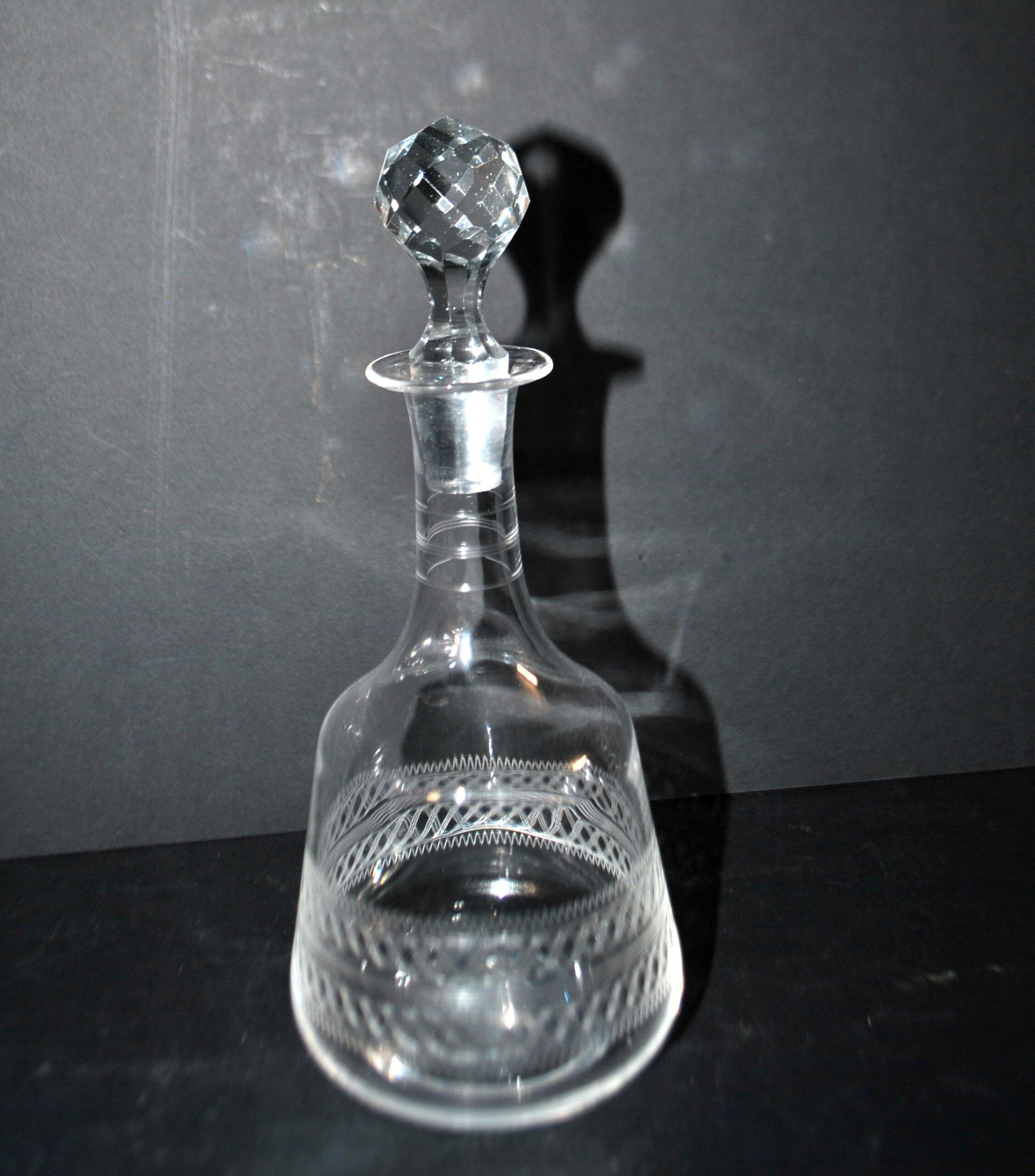 Baccarat carafe orange blossom water in crystal with guilloché decoration 1900