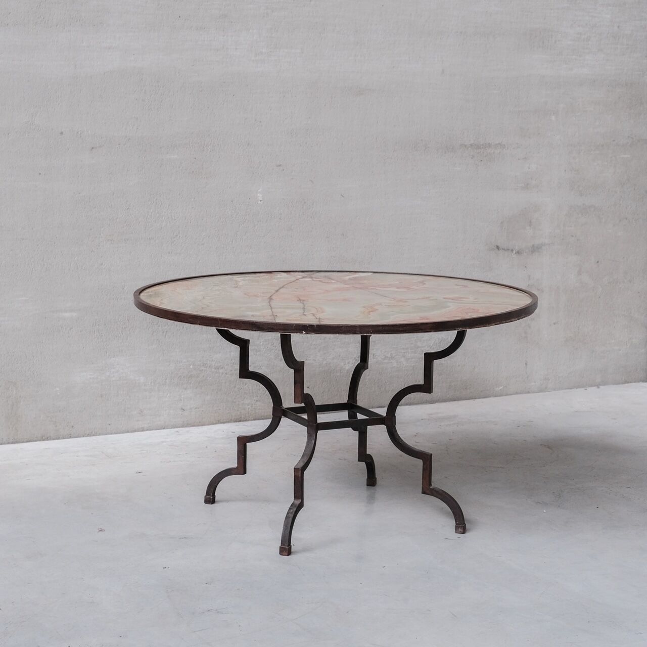 Mid-century onyx italian iron dining or garden table