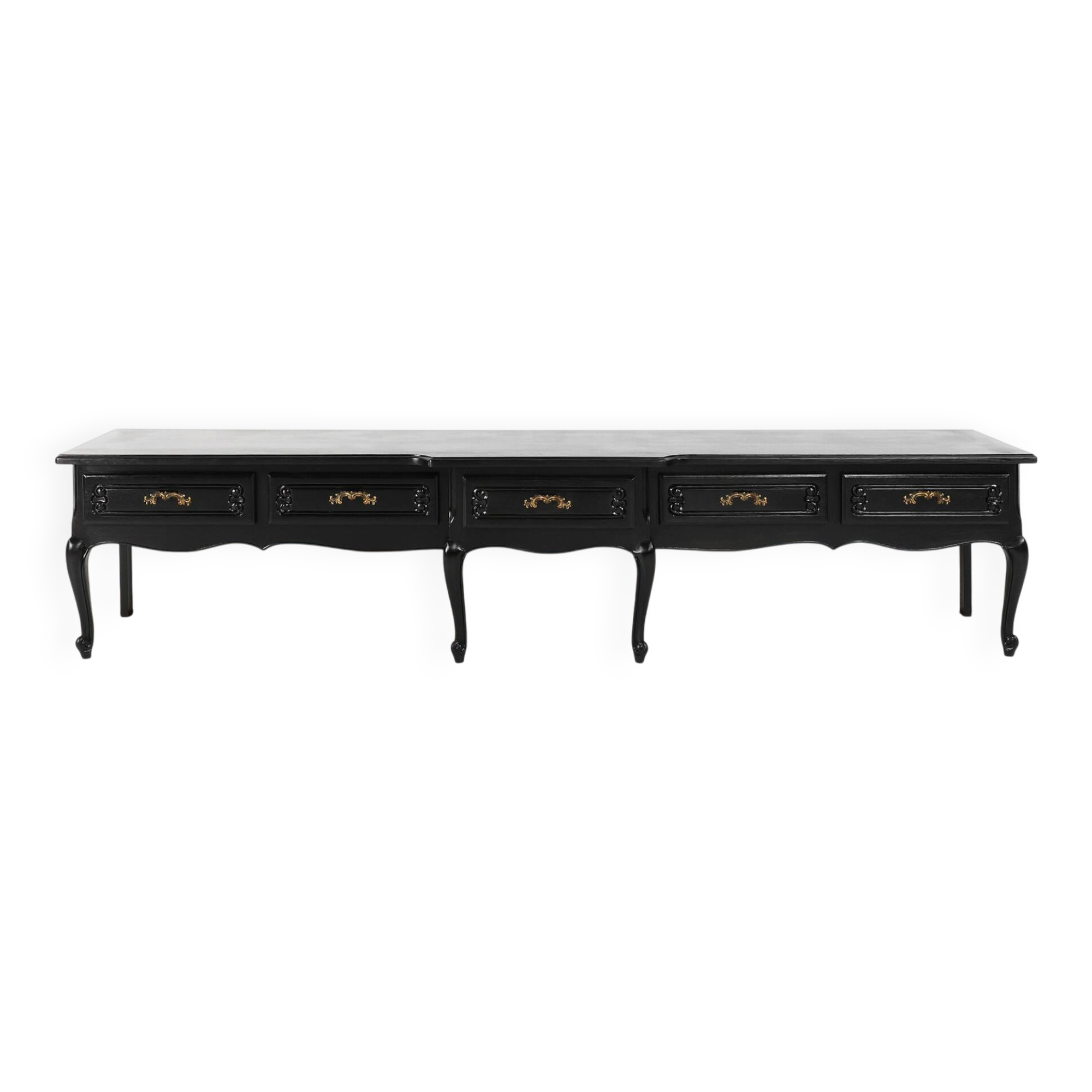 French 20th Century Louis XV style black low sideboard