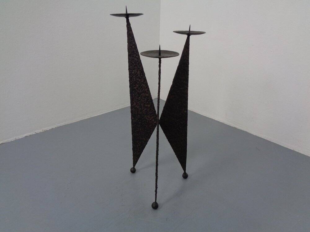 Brutalist German Iron Candleholder, 1960s