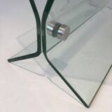 Designer magazine rack in glass and brushed steel