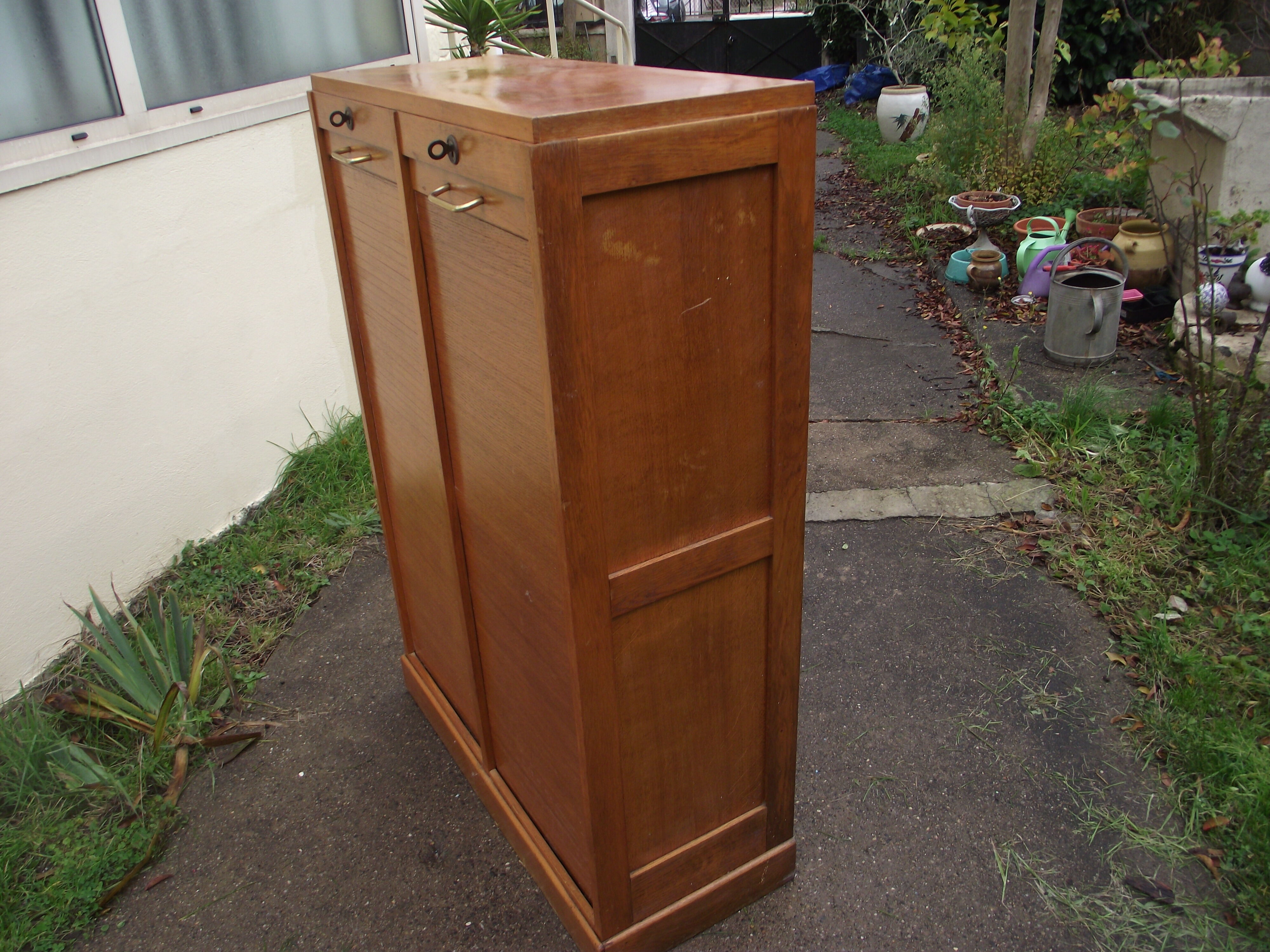 Double oak filing cabinet from the 1950s