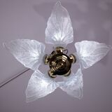 Elegant Murano Candlestick with 5 Leaves in Grit