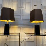 Pair of black and gold lacquered lamps, 1980s