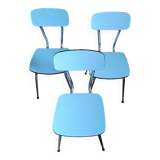 3 chaises formica bleu clair