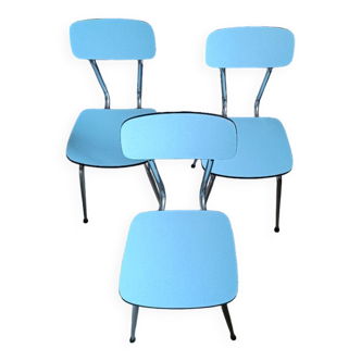 3 chaises formica bleu clair