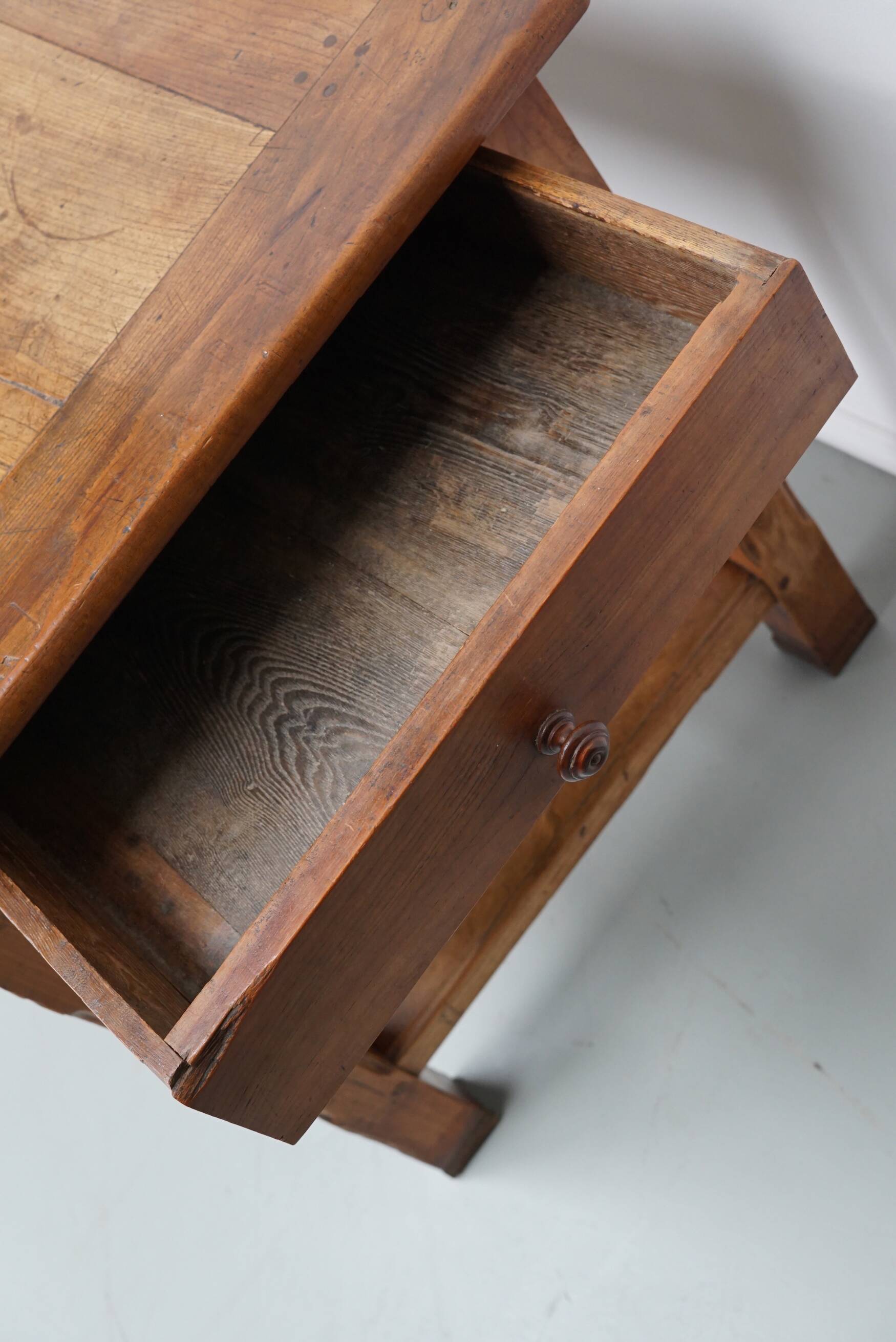 Antique elm 19th century french rustic farmhouse dining table