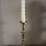Brass candle holder with octagonal base