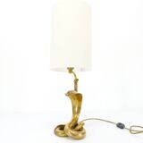 Lampe cobra en laiton doré massif Hollywood Regency 1970