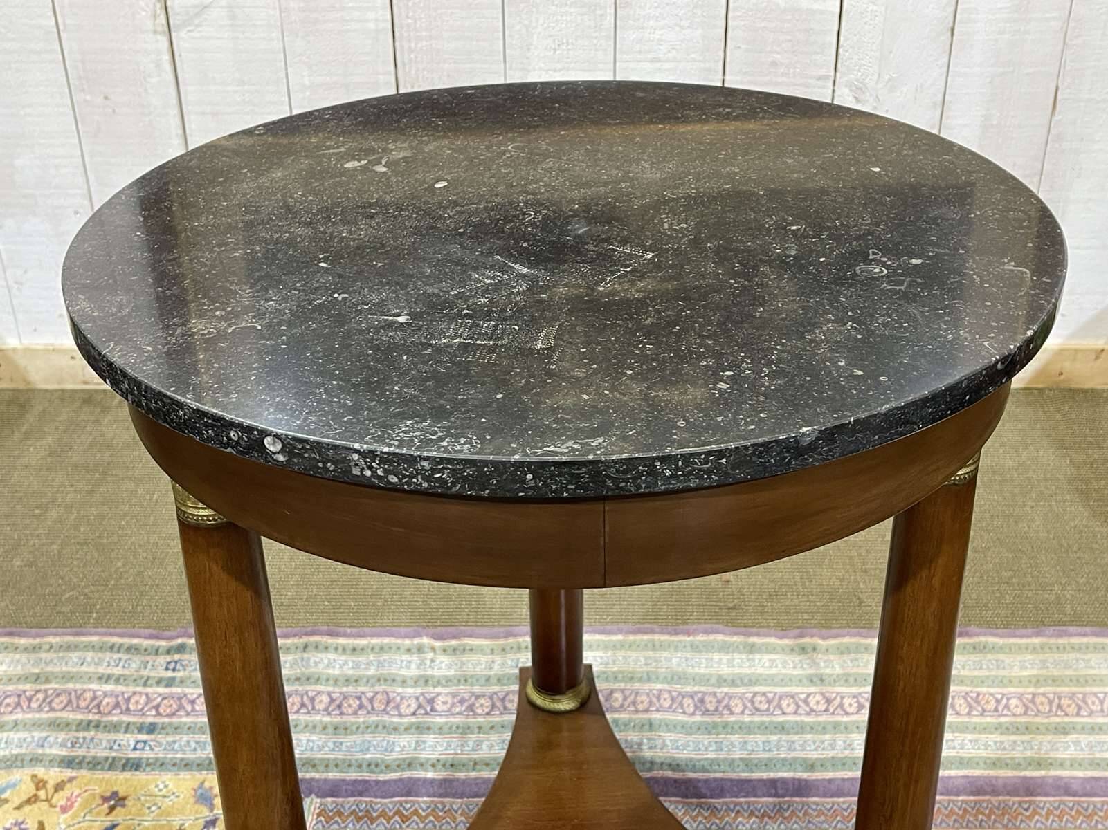 Empire-style side table from the 1950s in mahogany and black marble