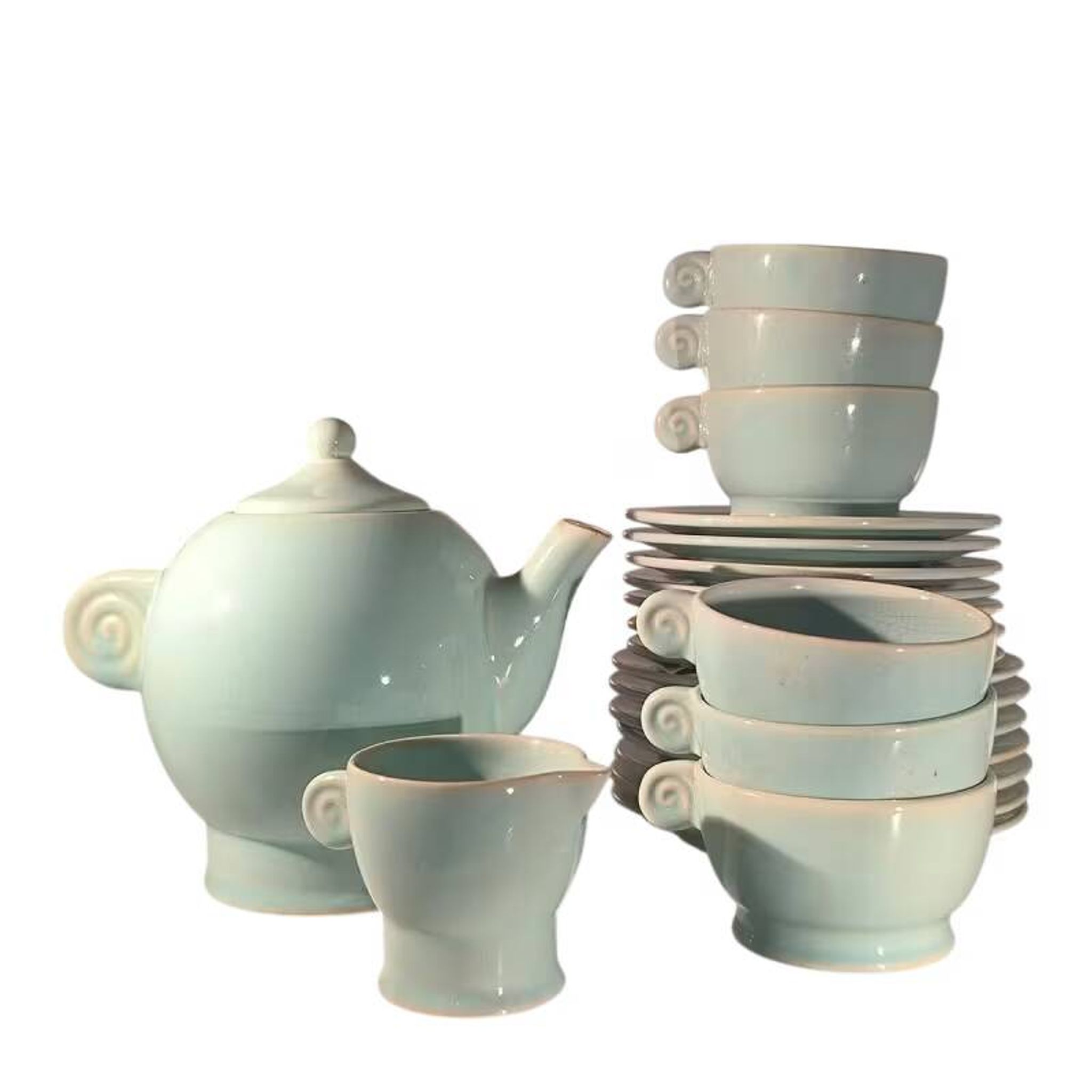 Jean luce for villeroy & boch mettlach, rare art deco blue tea service c
