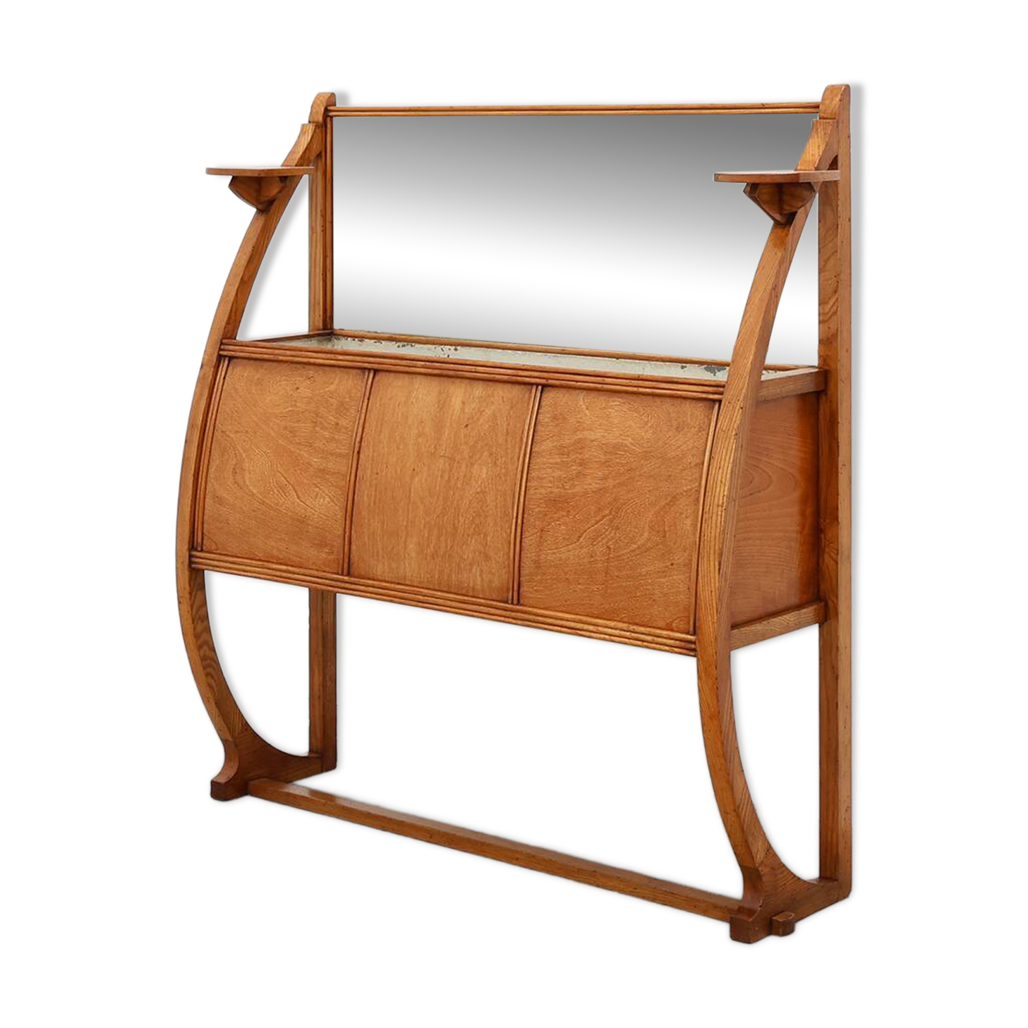 Art Deco buffet, planter or liquor cabinet in wood with mirror, France 1920