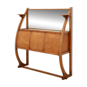 Art Deco buffet, planter or liquor cabinet in wood with mirror, France 1920