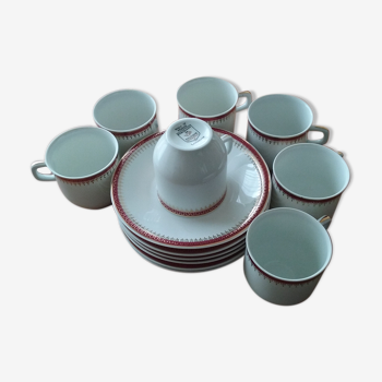 LOT : Coffee service Retro incomplete 7 cups 6 saucers porcelain of Sologne Larchevêque 2