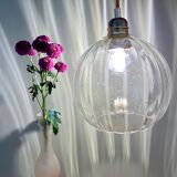 Vintage globe pendant lamp in slightly bubbled glass