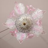 Charming Vintage Pink Flowers Murano Chandelier, 1970