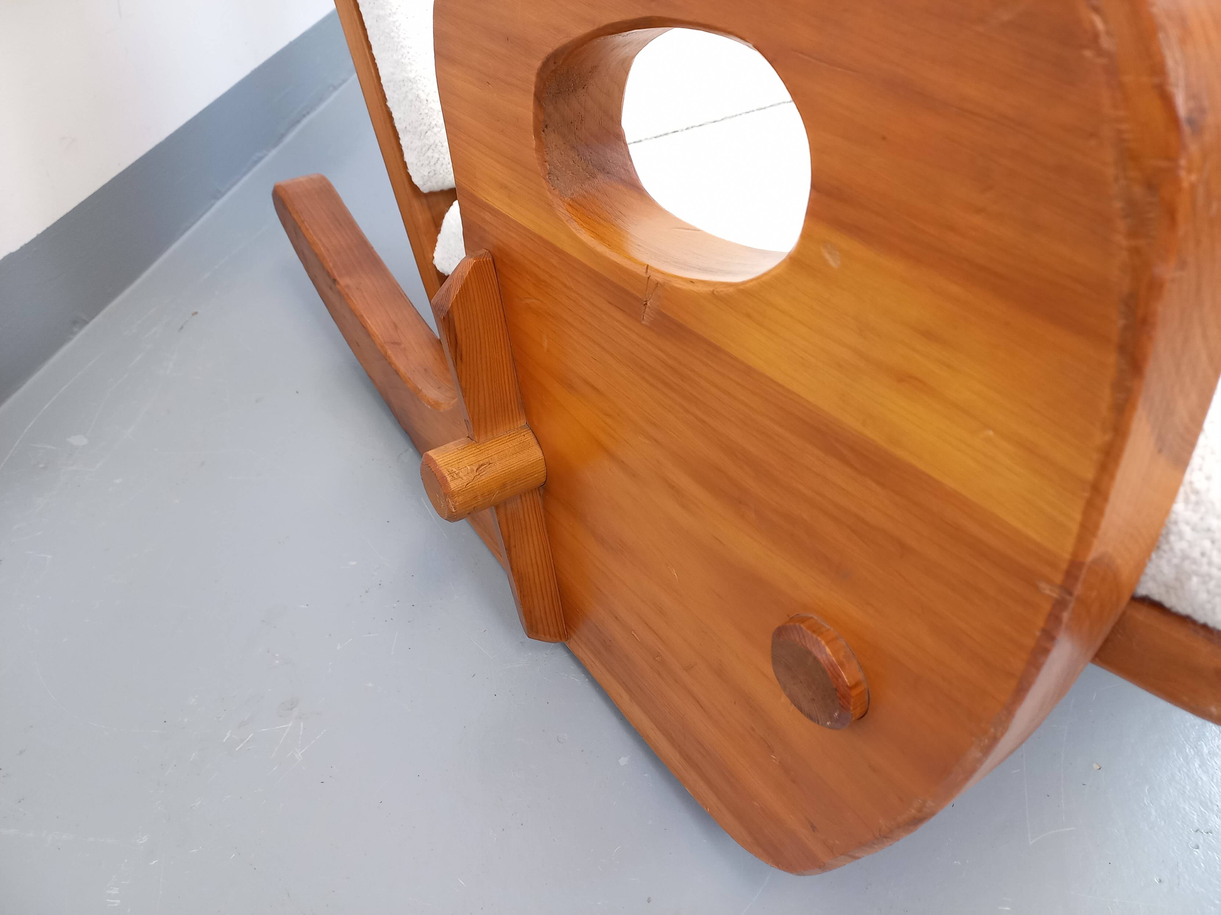 Brutalist rocking chair "sled" vintage