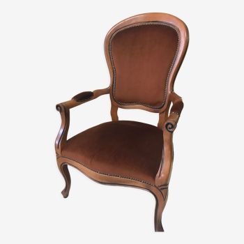 Fauteuil Voltaire assise marron