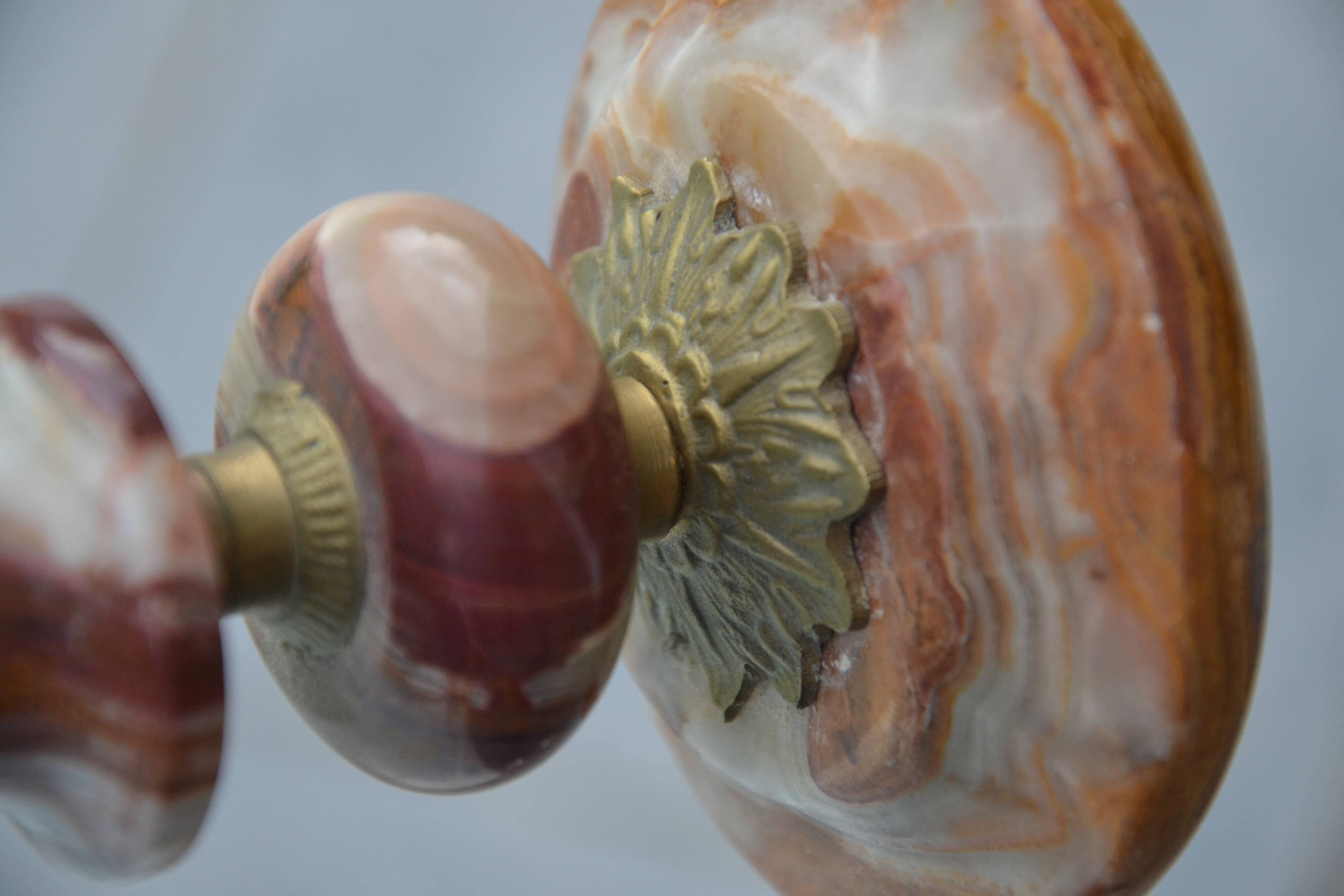 4-branch onyx and brass chandelier/candelabra