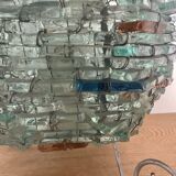 Lampe Vintage Tao Verre Dépoli Transparent Bleu Et Orange 1960-70.