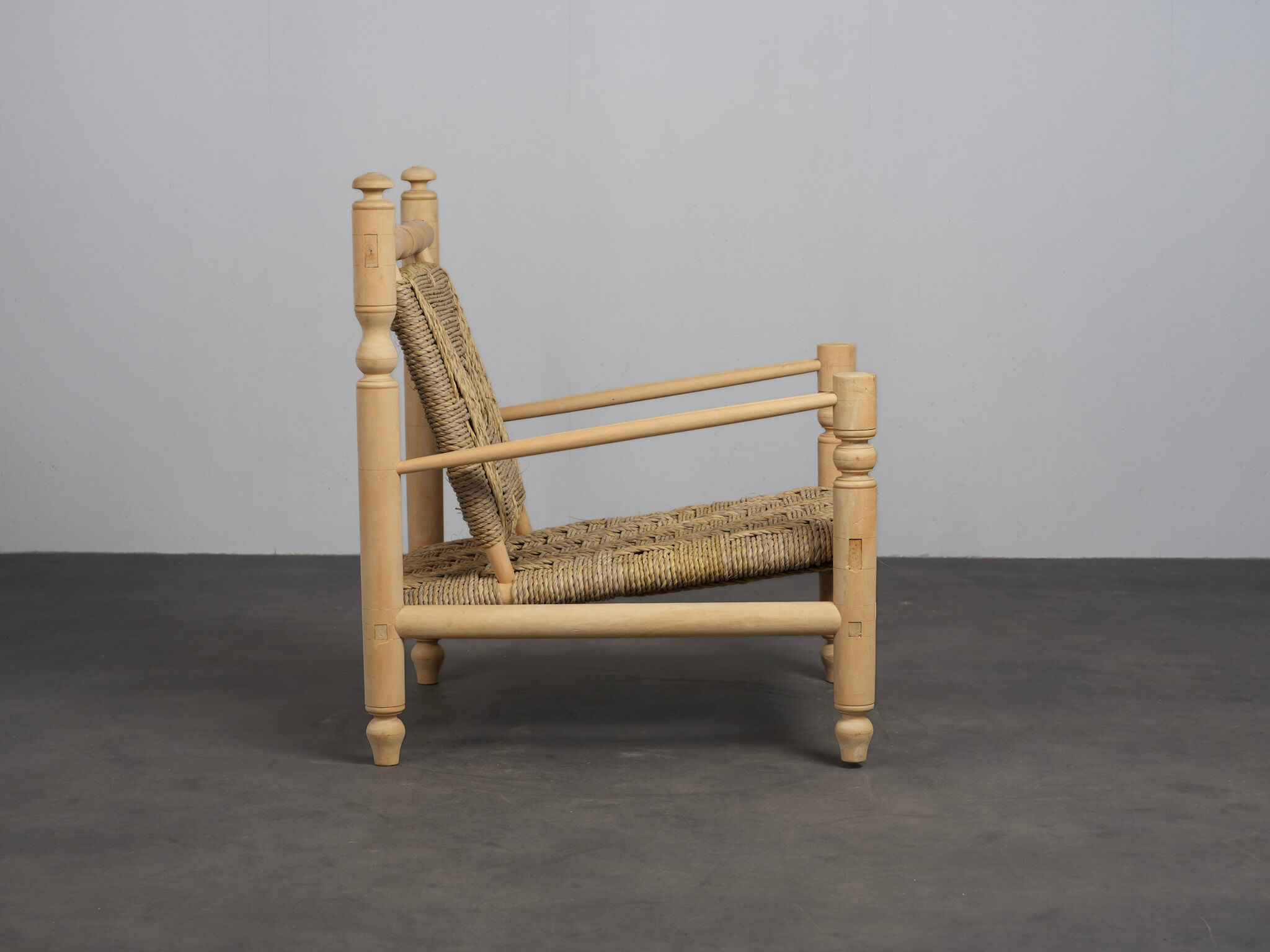 Chaise longue en herbe de mer tissée, France, années 1970