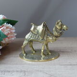 Sculpture figurine de chameau en laiton sur socle fait main vintage