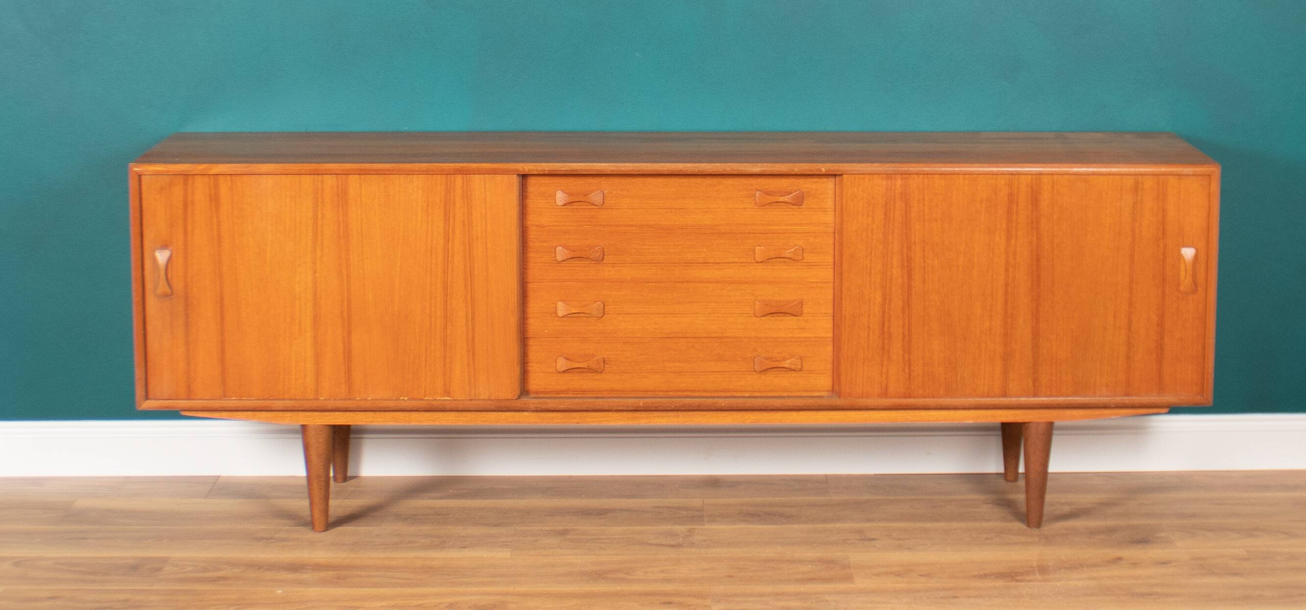 Retro Teak Danish 1960s Long Mid Century Sideboard By Clausen & Søn Denmark