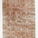 5x8 Peach Orange Handmade Wool Vintage Rug, 144x234Cm