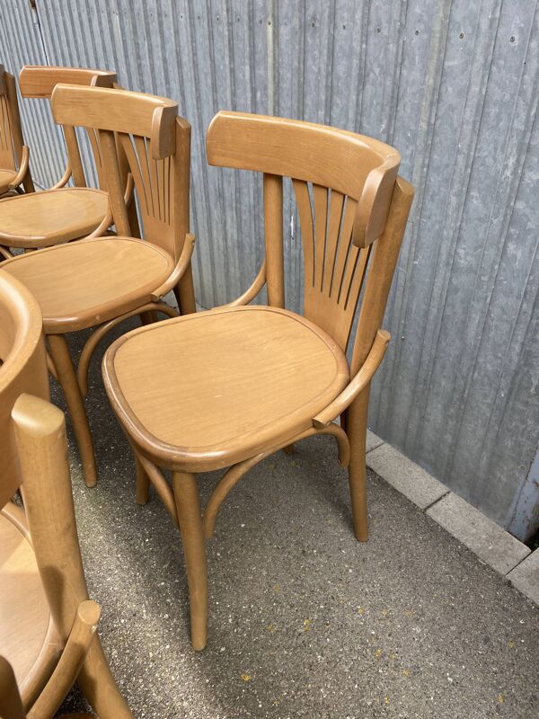 Chaise bistrot viennoise en bois courbé Fischel 1980