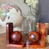 Art Deco bookends in elm burl