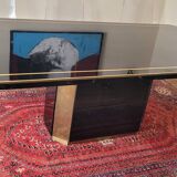 Large Lacquer and Brass Table by JC Mahey